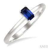 5x3 MM Octagon Shape Sapphire Precious Solitaire Ring in 14K White Gold